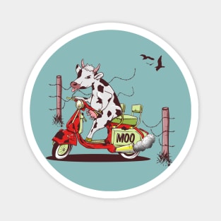 Cow riding a motorcycle Magnet